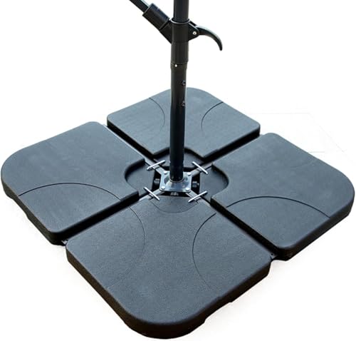 ACMEER ハンギングパラソル用 パラソルベース 4枚セット 角型 水充填 砂充填 ベース 風に強い ベランダ ハンギング UVカット 撥水 日除け 屋外 庭 バルコニー キャンピング カフェ プール 釣り ビーチ 公園 (ブラック)