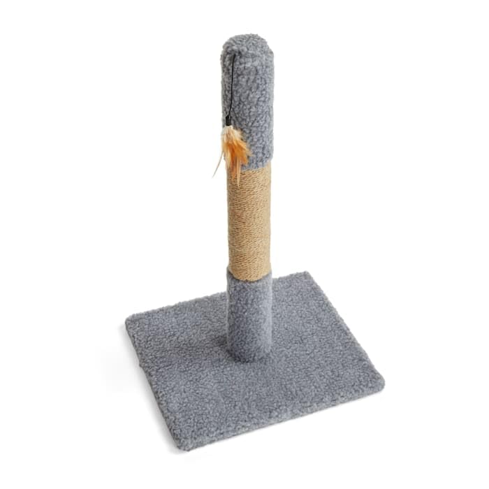 Rascador para gatos con poste de yute y juguete colgante gris 26" miniatura 3