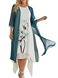 Honwenle Women's Linen Maxi Dress Floral Print Irregular Hem Sleeveless Loose Dressy Dress with Long Chiffon Jacket 2 Piece Outfits Wedding Guest Party Green