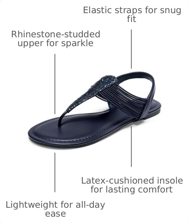 DREAM PAIRS Women's Flat Ankle Strap Sandals,Navy,11 - image 3