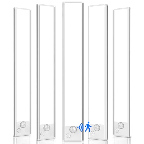 Image of 5-Pack 12in Under Cabinet Lighting, Upgraded 2500mAh Rechargeable Under Cabinet Lights Wireless, LED Motion Sensor Light Indoor Closet Lights Under-Counter Light Fixtures for Kitchen, Hallway