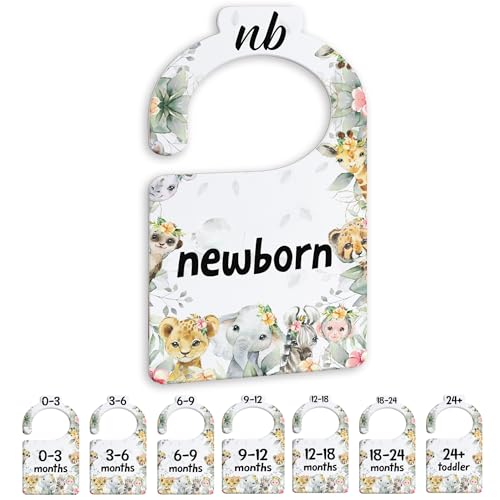 Image of Jungle Animals Baby Closets Organizer, Nursery Closets Dividers for Newborn to 24 Months, Greenery Hangers with Double Size Dividers