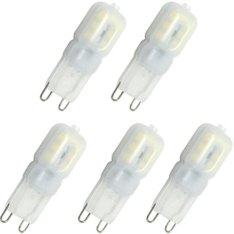 Aoxdi 5X G9 Lamp LED Bulb Dimmable 2.5W Bulbs, Cool White, 2835 SMD LED G9 LED Light Lamp, Replace Halogen G9 LED Lamp Light, AC 220-240V Cover