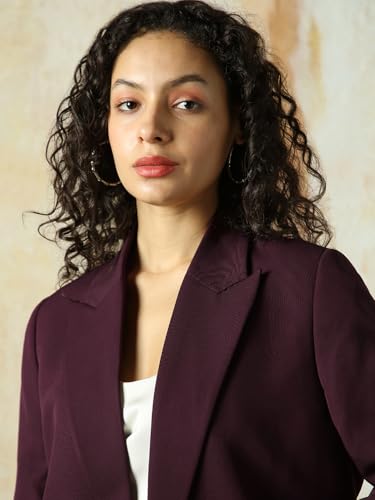 Image of High Star Women Solid Longline Length Oversized Notch Lapel Collar Full Sleeve Blazer