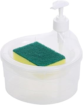 Double Layer Soap Dispenser for Bathroom Accessories Dishwasher Liquid Holder Liquid Dispenser Pump with Sponge Holder Kitchen Sink Accessories Items(Multi Colour) Plastic - image, photos