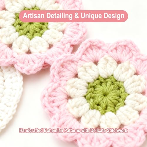 Set de 2 portavasos de crochet para auto color rosa miniatura 4