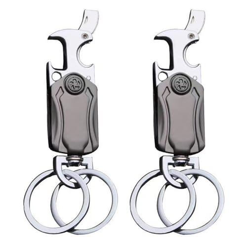 Amexo Lot de 2 Porte Clef pour Homme Porte-clés de Voiture Personnalisée pour Homme Femme Porte-clés Multifonction avec Decasuleur Expédition Express...