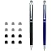 CHAOQ Stylus, 2 Pack Mesh Fiber Tips Stylus Pens & Ball Pens Black Ink for Universal Touchscreen Devices, Tablets, iPad, iPhone 7, 7 Plus, iPod, Samsung + 6 Replacement Mesh Fiber Tips - Black/Blue