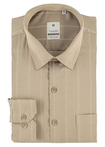 Image of 7-DAYS Premium Men's Formal Shirts - Cotton, Self-Design, Full Sleeve, Regular Fit, with Pocket, Stylish Office Shirts for Men