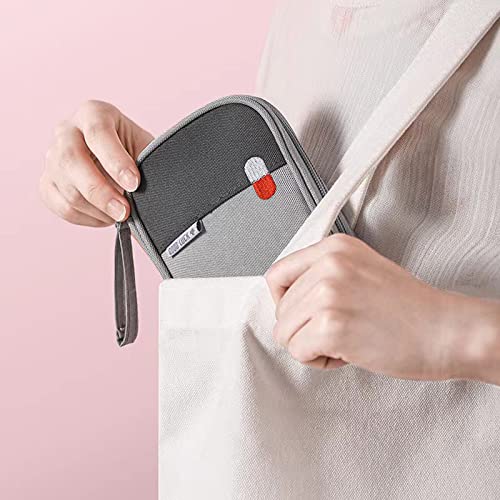 Image of Family Medicine Bag, Portable Outdoor Travel Medicine Kit Bag, Mini First Aid Bag for Camping Hiking Travelling (Small, Gray)