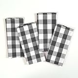 Softopia Cotton Gingham Check Kitchen Towels, 4 Pack, 16x26 Inches, 100% Cotton - Soft, Highly Absorbent, Quick Drying, Dish Towels for Drying Dishes, Glasswares, Cleaning, Wiping Hands, Grey White