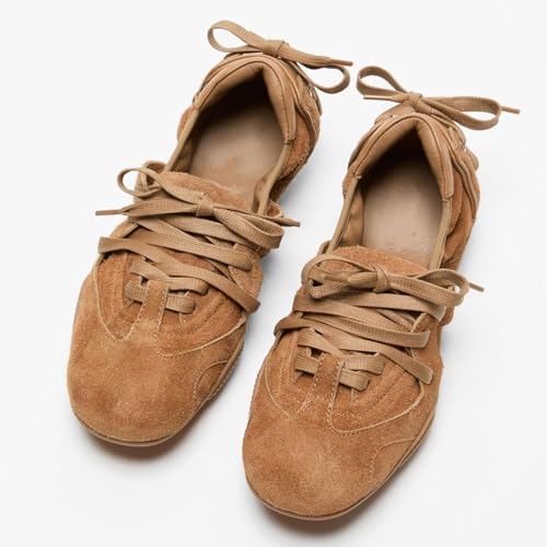 Women's Lace-Up Ballerina Sneakers Fashion Sneakerina Ballet Sneakers Decorative Comfortable Outgoing Ballet Flat Shoes Walking Tennis Casual4