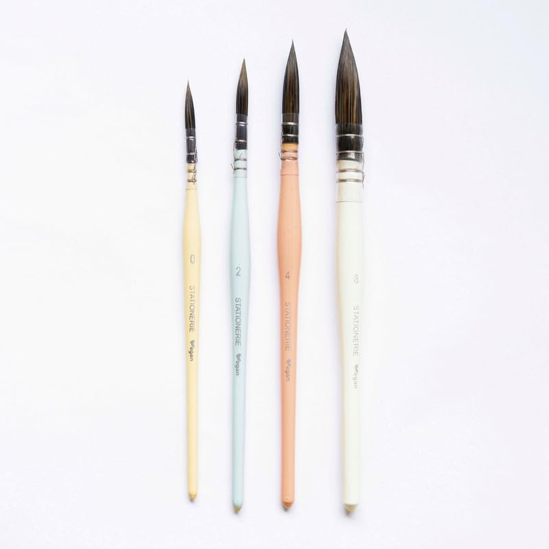 Image of Stationerie Paint Brush Set Handmade Soft Aqua Synthetic Hair with Stainless Wire Ideal for Art Paint, Watercolor, Quill, Oil Acrylics, Artists Brush Set (Candy MOP)