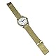 VISIONU Sprechende Armbanduhr, analog, mit Alarm, Anzeige von Uhrzeit und Datum in französischer Sprache, für Blinde und Sehbehinderte, Farbe: Gold, goldfarben, Armband