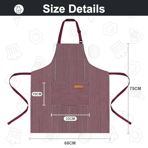 Image of VALOME 2 Pack Kitchen Aprons, Apron for Cooking with 2 Pockets, Unisex Adjustable Neck Strap Chef Aprons for Men Women