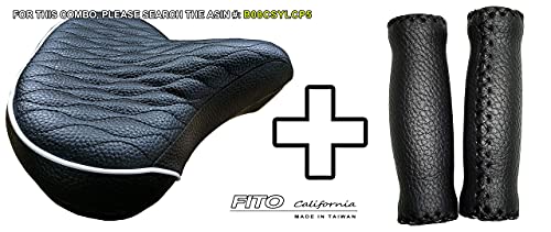 Made In Taiwan, Fito Gsw Beach Cruiser Comfort Retro City Bicycle Saddle Seat, Black White Trim #TOP6