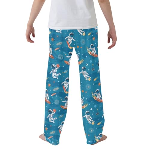 CaTaKu Boys Astronauts Ball Space Pants for Boys Girls Wide Leg Sweatpants Kids Long Bottoms with Pockets Size 6-14Y2