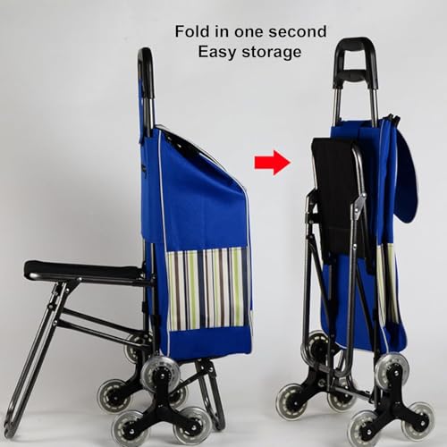 Robuster Einkaufswagen mit abnehmbaren Stoffbeuteln und Sitzseite und versteckten Taschen, ideal für Einkaufen, Reisen, Camping und Picknicks – Bild 7