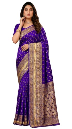 Image of C J Enterprise Women's Pure Soft Silk Saree With Blouse Piece For Wedding (Priya)
