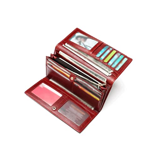 Women's Wallets, Genuine Leather Business Wallets, Blocking Wallet, Money Organisers, Money Clips, Card-Cases (Size : Red)3