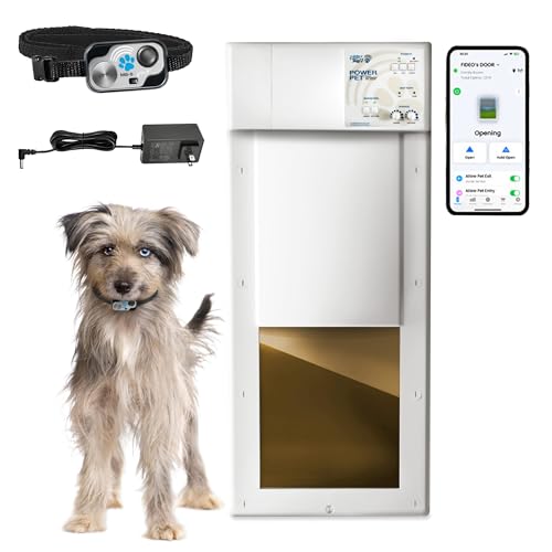 Next Generation Power Pet WiFi Enabled Electronic Pet Door, Pet Operated, Manual Operation or New and Improved App Control, High Security Dead Bolt, 100% Air Tight and Draft Free