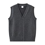 [Enfants Chéris] スクールベスト キッズ 女の子 男の子 学生 Vネック ジュニア 制服 ニットベスト 通園通学通勤 綿 無地 春秋冬 小学生 中学生 高校性 女子 トップス セミフォーマル重ね着 濃いグレー170