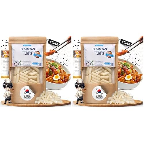 asiafoodland - Reiskuchen natur - Reis Sticks - Rice Cake - Reisnudeln - für z.B. Tteok-bokki/Topokki, 2er Pack (1 x 400g)
