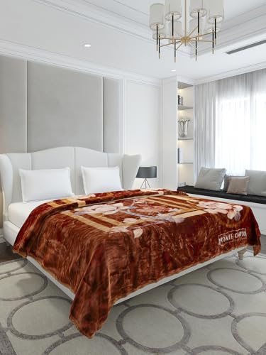 Image of Monte Carlo Double Bed Heavy Winter Blanket Marshal 2 Ply 850 GSM | 4.5 KG (240x220 CM), Dark Brown