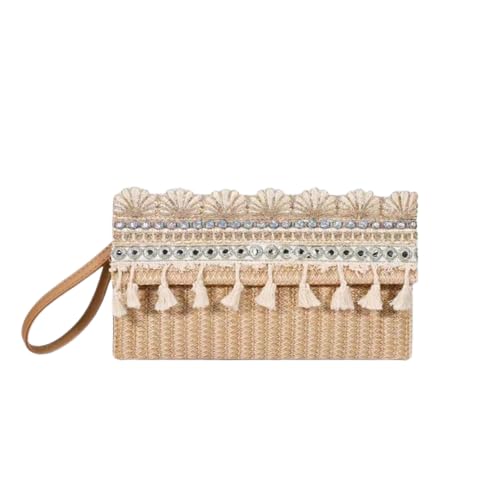 BLUE BEADS Brown Color Summer Straw Bag for Women Off White Straw Hand-woven Clutch, Wallet, hand Purse Handbag Bags for Travel For Women/Girls (Bohemian 6) (B0CBK7QML5) Amazon Price History, Amazon Price Tracker