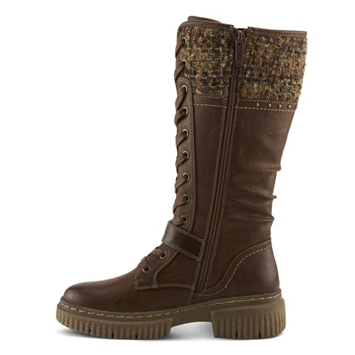 PATRIZIA NEDAT Women’s Mid-Calf Boot – Knit Cuff Lace-Up with Faux Fur Lining & Lug Sole3