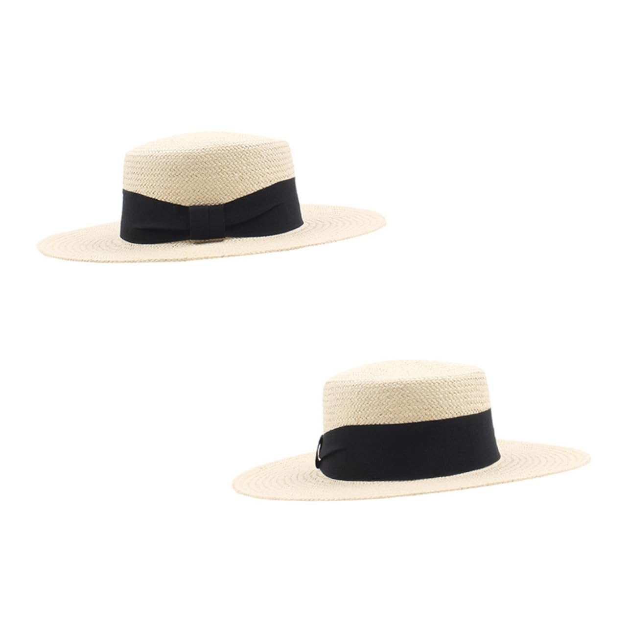 GALPADA Cappello Da Spiaggia in Paglia 2 Pezzi A Larga Protezione Upf 50 Uv Elegante Per Le Vacanze Da Indossare Tutti I Giorni