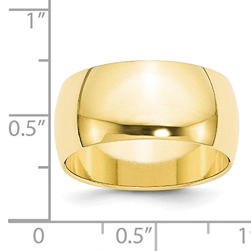 Solid 10k Yellow Gold 10 mm Half Round Wedding Band Ring3