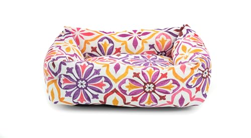 Record - Cuccia per Cani e Gatti Ionio in Cotone, Colore: Lilla, 50x35x15h cm. Lettino imbottito per animali a rapida asciugatura, morbido e accogliente. Cuscino rettangolare per animali