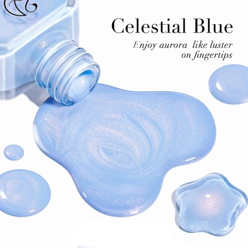 Image of AZUREBEAUTY Nail Polish,Celestial Blue Quick Dry Complete Natural Super Lustrous ,Professional for DIY Manicure and Pedicure at Home | Natural healthy, high glossy finish, professional grade, perfect for home DIY, friendly for nail art beginners