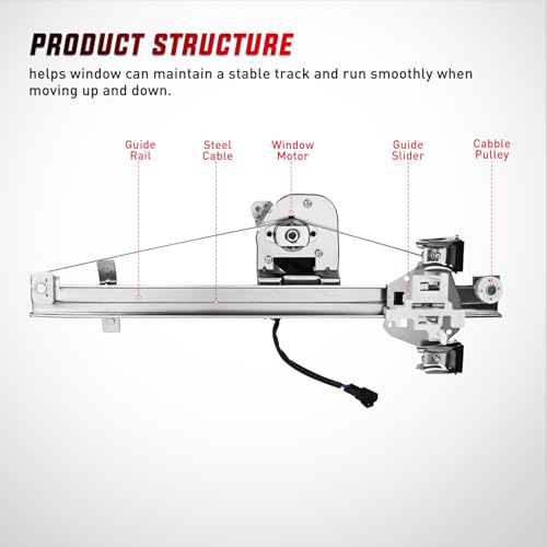 Image of Nilight Power Window Regulator /Motor Rear Passenger Side Compatible with Chevrolet Silverado /GMC Sierra 1500 2500 HD 3500 HD 2007 2008 2009 2010 2011 2012 2013,Rear Right,741-389