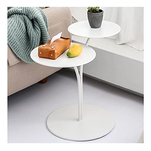 YZERTLH Mesa de centro Mesa de centro Mesa auxiliar de té creativa moderna Mesa auxiliar de sofá de hierro forjado de doble cabeza pequeña mesa redonda dormitorio sala de estar mesita de noche estante