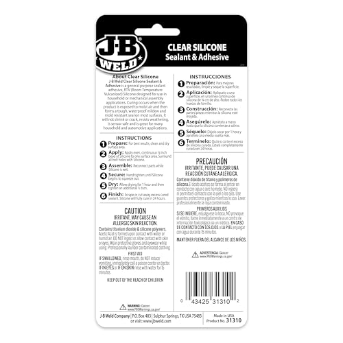 Image of J-B Weld 31310 All Purpose Clear RTV Silicone Sealant and Adhesive - 3 oz. - 2 Pack