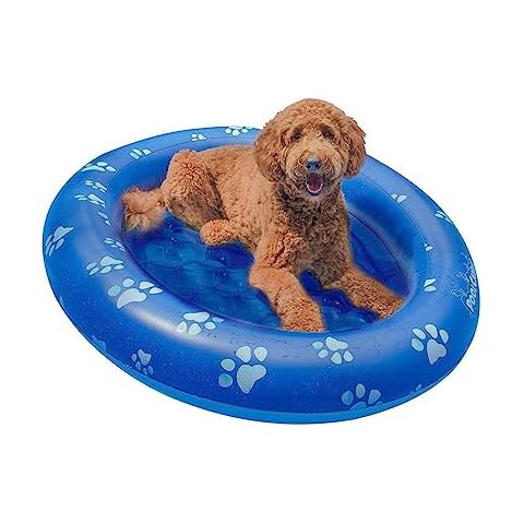 PoolCandy Inflatable Pet Float - Easy Set Up Doggy Pool Floats (Up-to 100LB PAW Large) Cover