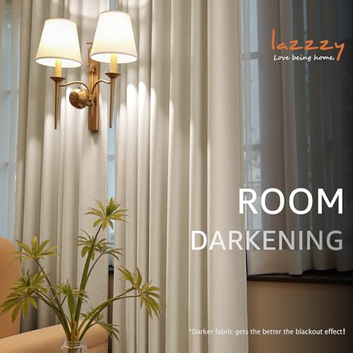 Image of Beige Velvet Curtains Neutral Grommet 52x84 Inch 2 Panels | Room Darkening, For Bedroom & Living Space, Light Shifting Texture, Elegant Drape, Cozy Ambiance, Smooth Glide