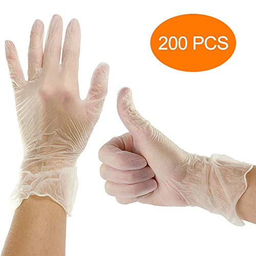 Disposable Latex Free Vinyl Gloves Examination Gloves, Large- Pack of 200