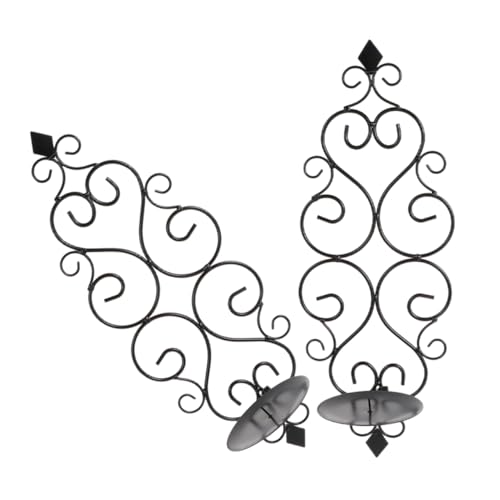 FUNOMOCYA 2pcs Decorative Wall Mounted Candle Holders Hollow Design Iron Sconce for Home Decor Elegant Candle Stands for Creating Warm Atmosphere