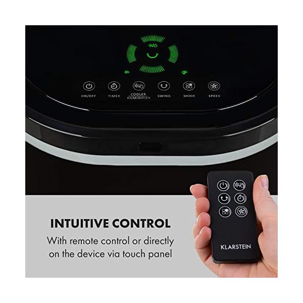 Klarstein IceWind Plus - 4-in-1: Air Cooler, Fan, Humidifier, Air Purifier, Air Throughput: 330 m³ / h, Power Consumption: 65 Watts, NatureWind Function: 4 Speeds, 3 Operating Modes - Image 8