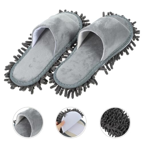 1pair Chenille Mop Slippers for Floor Cleaning Comfortable Shoes Open Toe Design Reusable Washable Microfiber Slippers Suitable for Indoor Use3