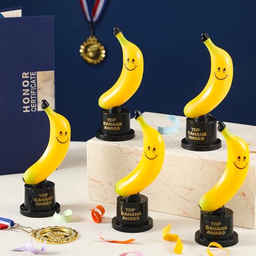 Tondiamo 6 Pcs Top Banana Award Funny Trophy, Yellow Plastic Black Stand - image 4