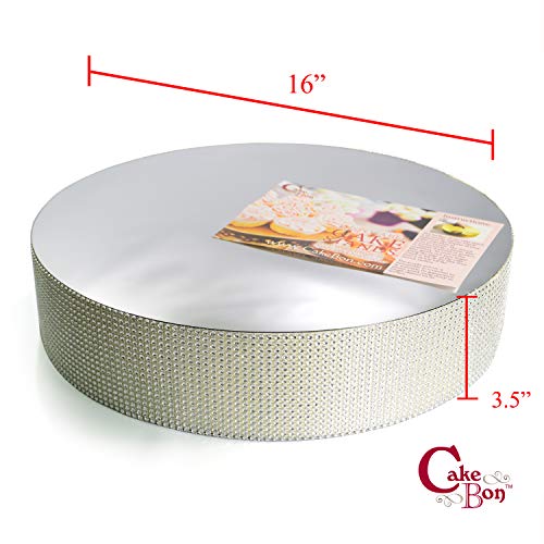 Cakebon Wedding Cake Stand (Silver - 16 Inches - Round) - Gorgeous Cake Display Centrepiece For Wedding Cakes, Cupcakes And Desserts - Strong Lightweight Polystyrene Foam With Faux Rhinestones #TOP1