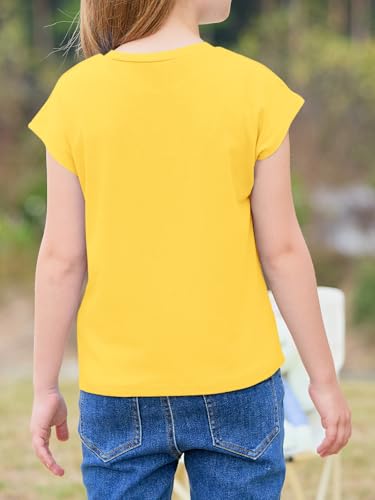 Image of Imily Bela Girls Short Sleeve T Shirts Crew Neck Cap Sleeve Tank Tops Casual Loose Summer Shirt Kids 5-14 Years
