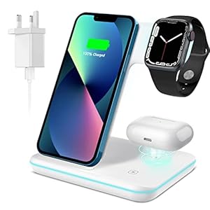CAVN 3 in 1 Wireless Charger, Fast Charger Compatible with iPhone 14/14 Pro/13/13 Pro/12/11/X/8, Compatible with Apple…