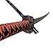 Decorative Samurai Sword Set, 3-Piece Collection with Stand, Black Scabbards, Red Wrapped Handles