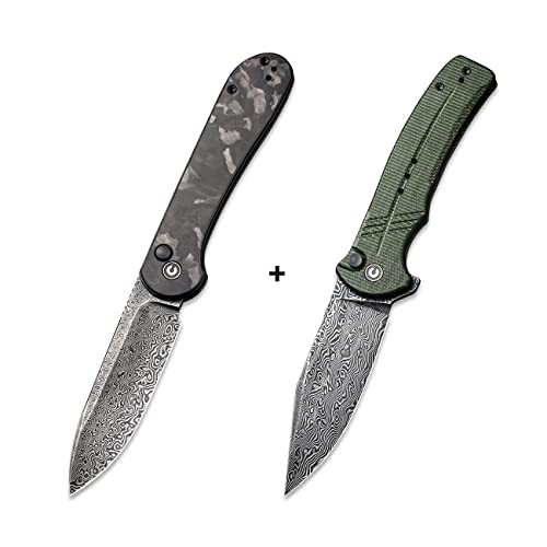 Civivi Button Lock Elementum Damascus Blade Bundled Button Lock Cogent, Great Edc Knife Companion #TOP27