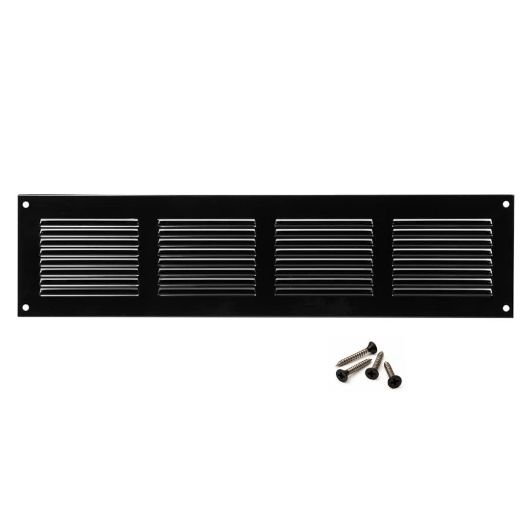 400x100mm / 16x4 inch Galvanised Steel Ventilation Grille with Flyscreen - Air Vent Cover